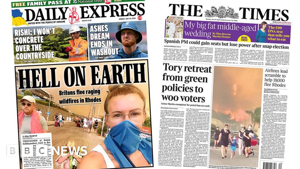 Newspaper headlines: ‘Hell on Earth’ and Tories’ green policy ‘retreat’