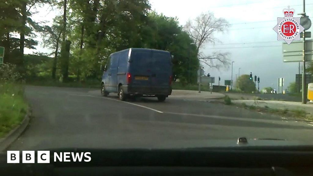Van driver swerving across road caught on camera - BBC News