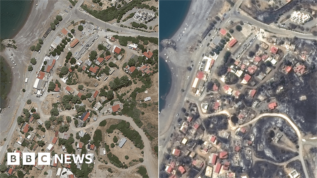 Greece fires: Satellite images and maps show extent of damage