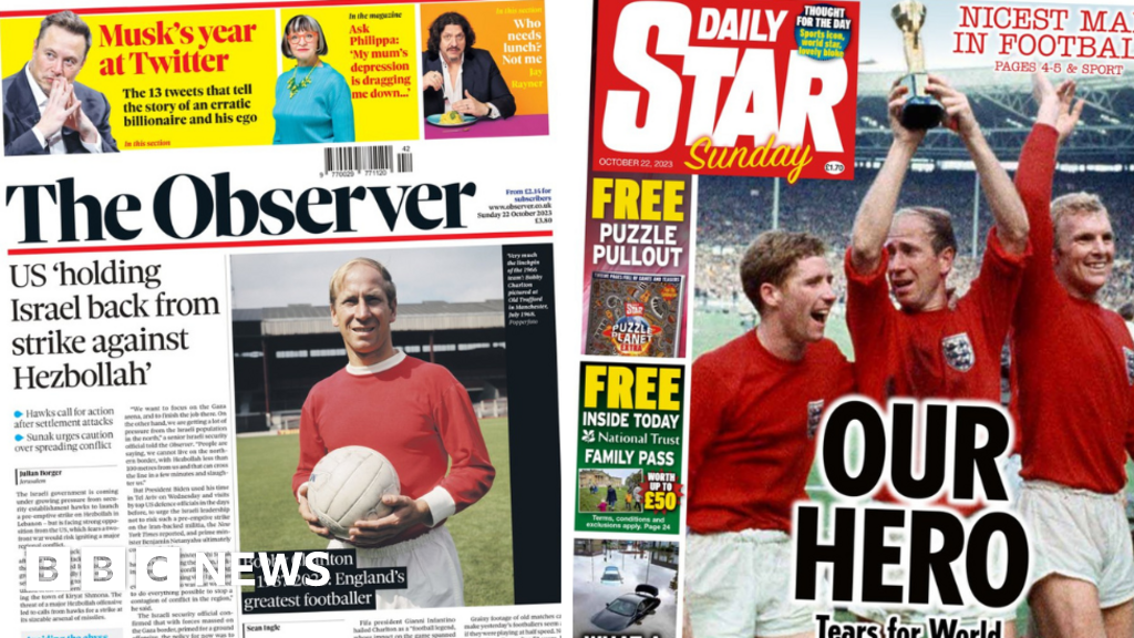 Newspaper headlines: 'Hero' Sir Bobby Charlton will 'never be forgotten'