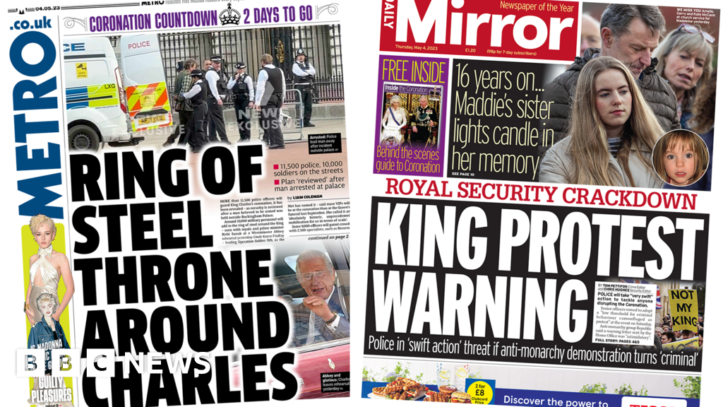 The Papers: 'Ring of steel' around King and 'protest warning'