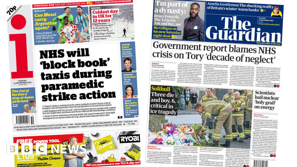 Newspaper headlines: Strikes, ice tragedy, and Harry and Meghan latest
