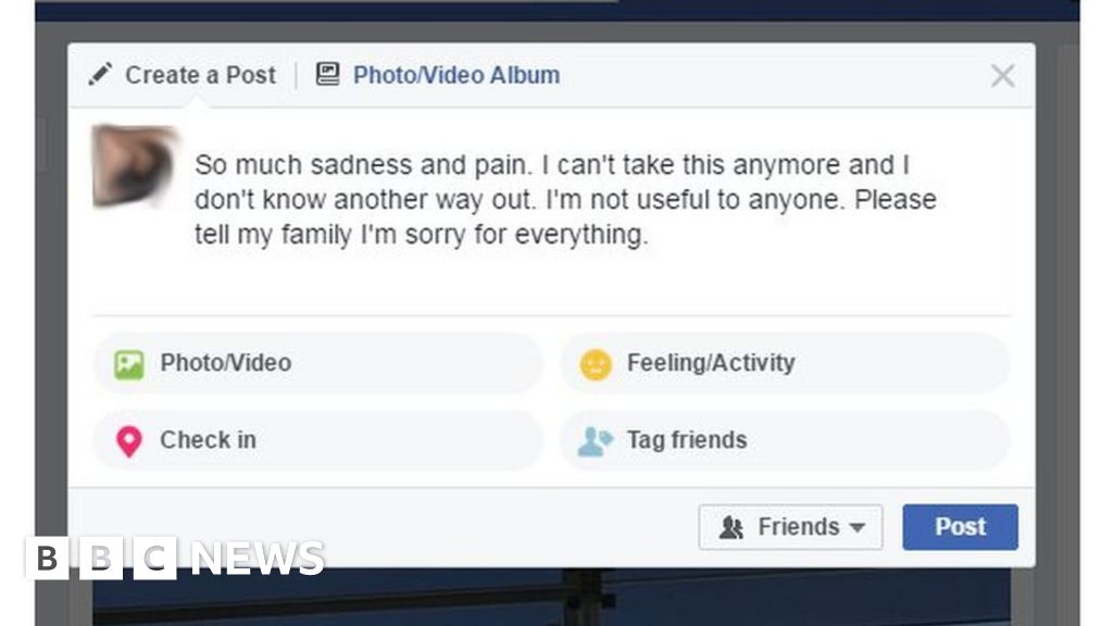 Facebook Artificial Intelligence Spots Suicidal Users Bbc News Facebook Artificial Intelligence Spots Suicidal Users Bbc News