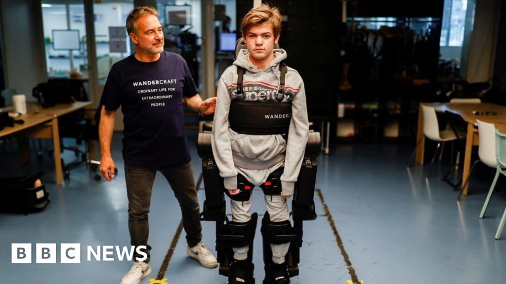 Dad builds robotic 'exo-skeleton' to help son walk