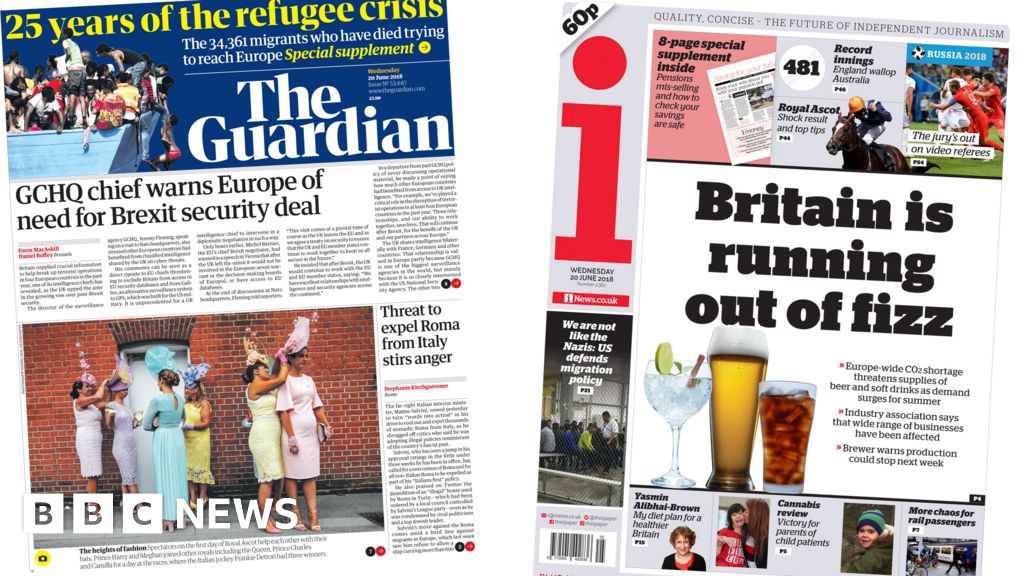 Newspaper Headlines Gchq Brexit Fears And Fizzy Drink Shortage