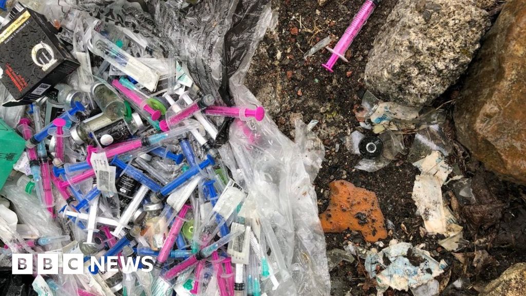 Hundreds of needles and steroid bottles dumped at Hirwaun BBC News