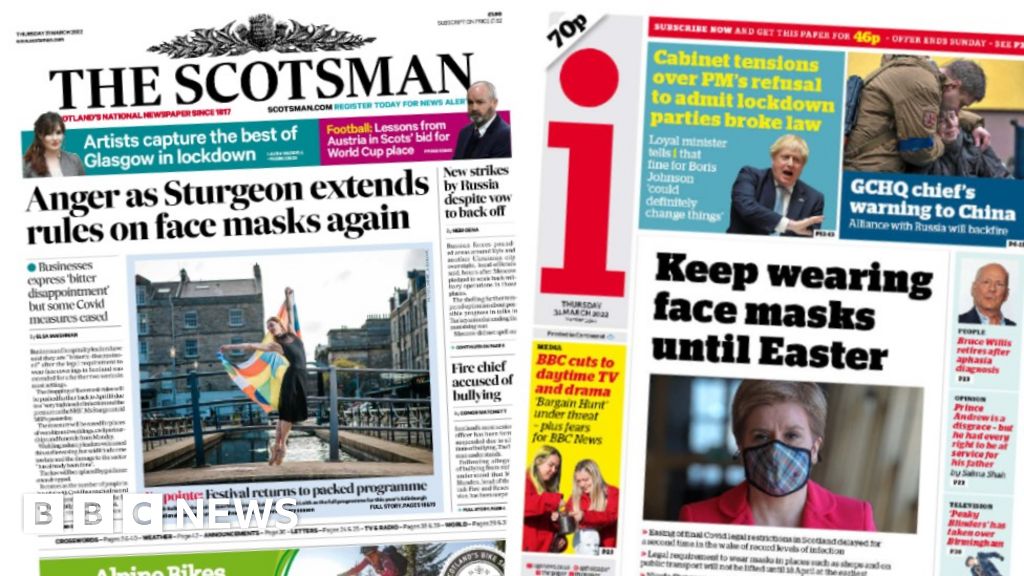 Scotland's papers Row as face masks rules extended again