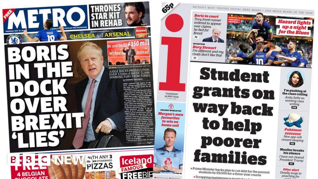Newspaper headlines: Boris in court case and calls for cheaper tuition ...