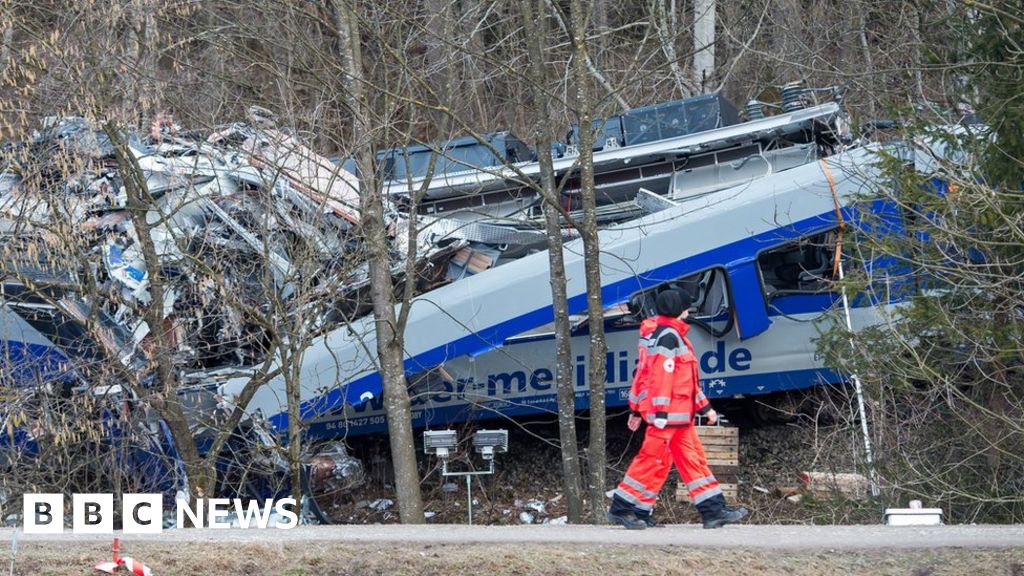 Red Cross workers at the site of a train crash in Germany