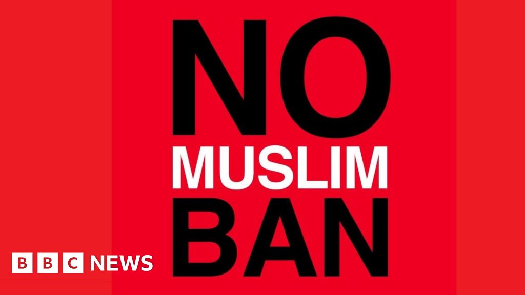 Trump Travel Ban Defence Met With Protest Bbc News