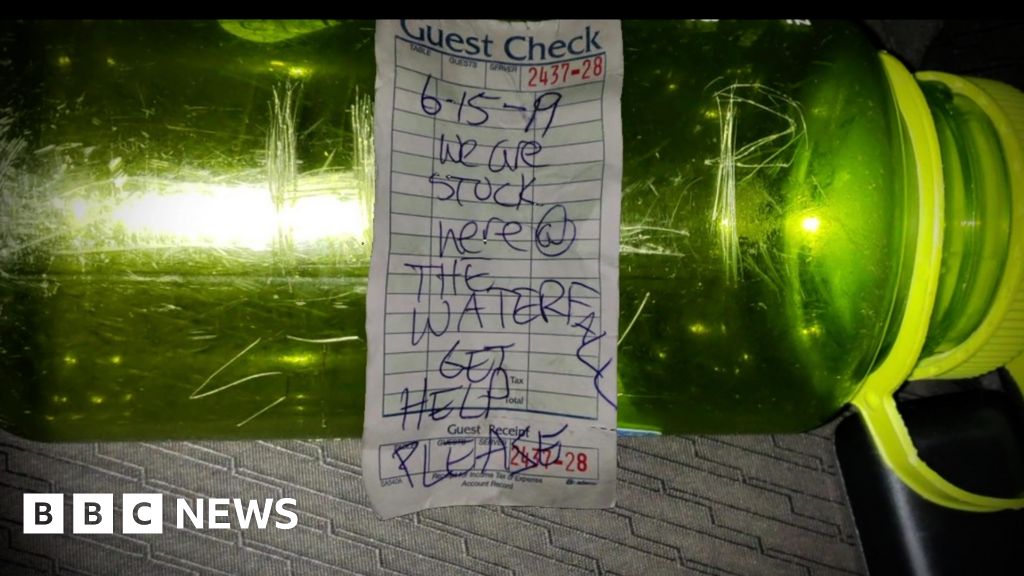 Message in bottle saves family stranded on waterfall - BBC News