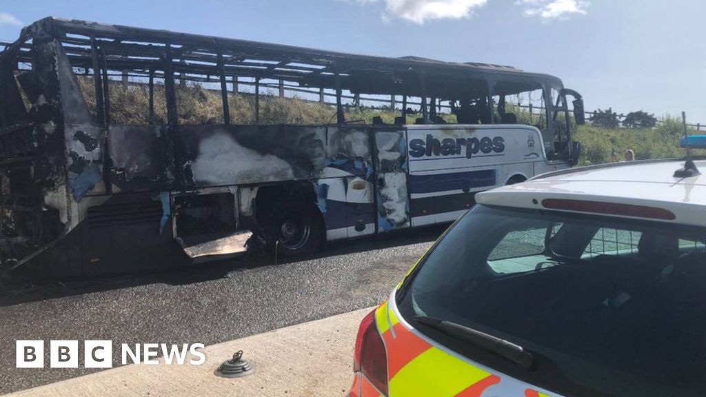Holidaymakers evacuated after coach catches fire in Cornwall 