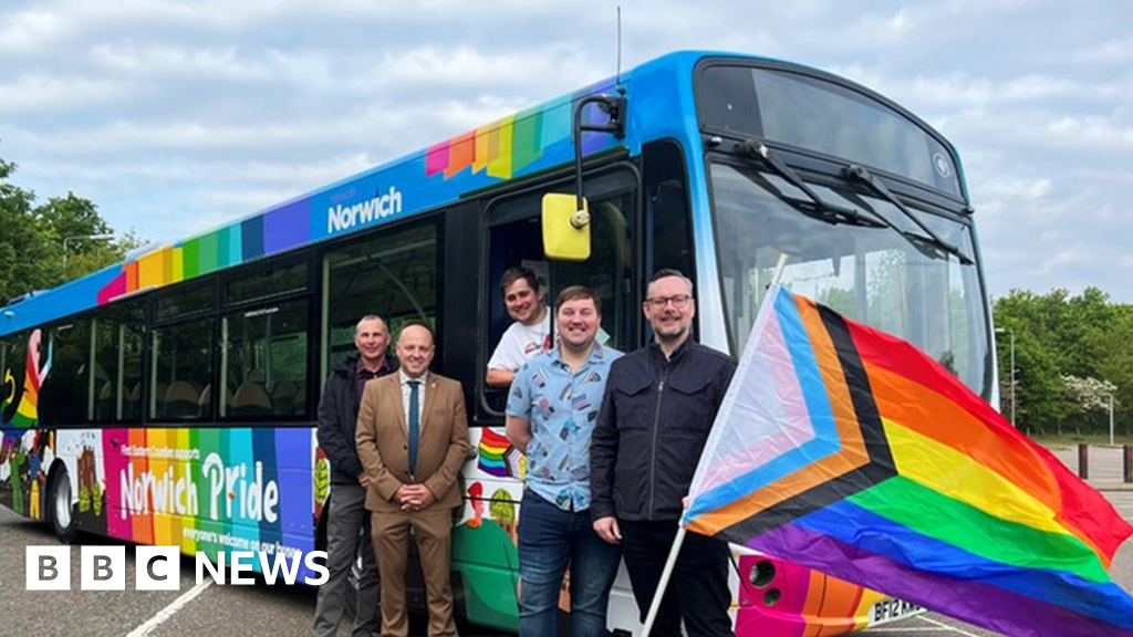 Norwich Pride Newly designed bus unveiled for Pride event BBC News