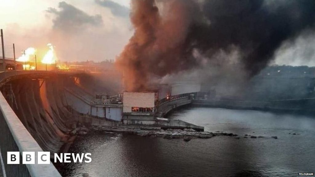 Moment Ukraine's largest dam hit by missile