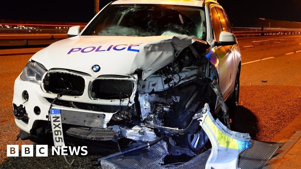 Dashcam Footage Shows Police Car Rammed In Middlesbrough Bbc News