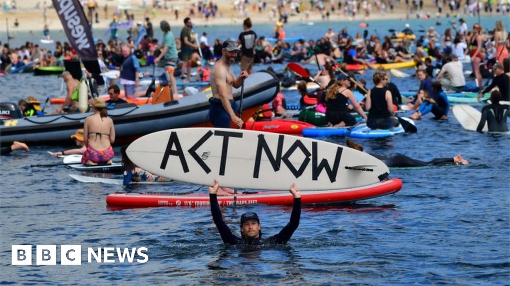 G7 in Cornwall Hundreds on streets and in sea for protests BBC News