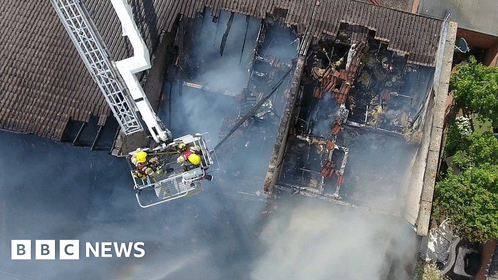 Long Stratton fire Aerial pictures show shop roofs destroyed BBC News
