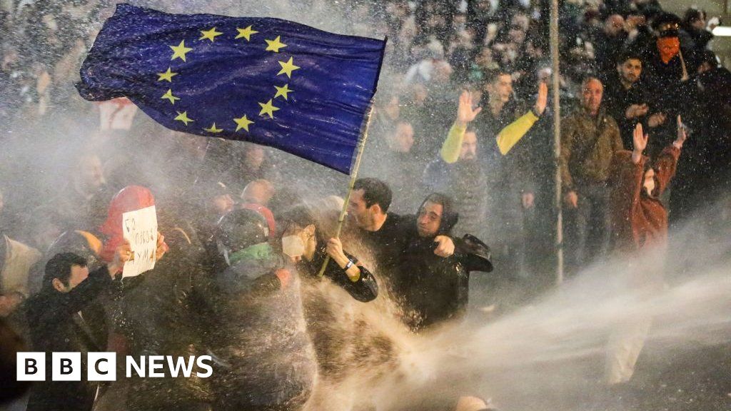 Georgians protest on streets and in parliament over "Russia-style" bill