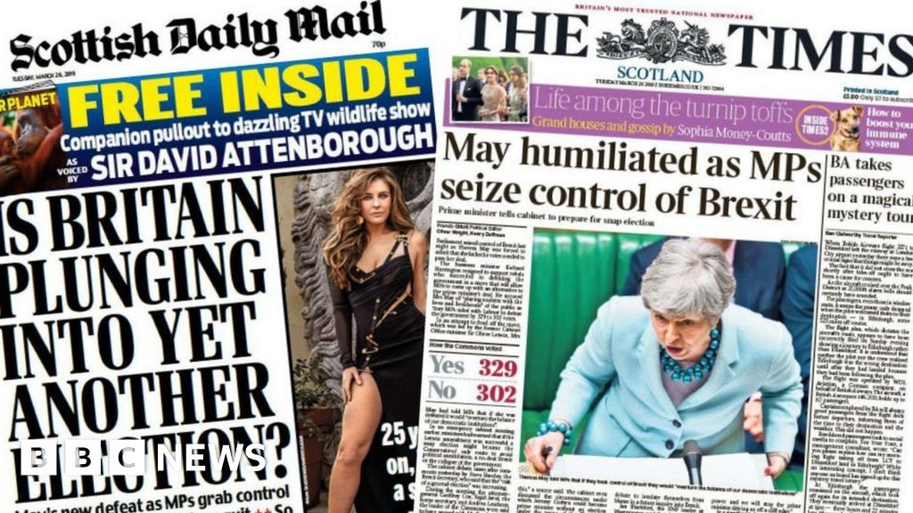 Scotland's Papers: MPs 'seize Control Of Brexit' From May