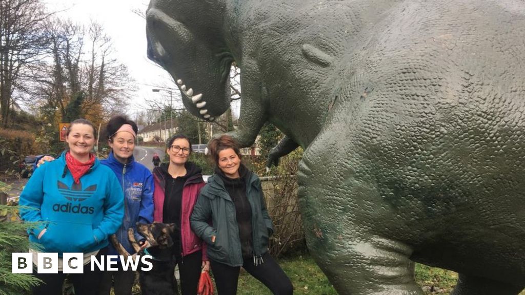 Cwmbran house with 15ft dinosaur in garden damaged by fire BBC News