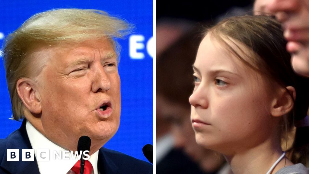 Davos: Trump decries climate 'prophets of doom' with Thunberg in audience