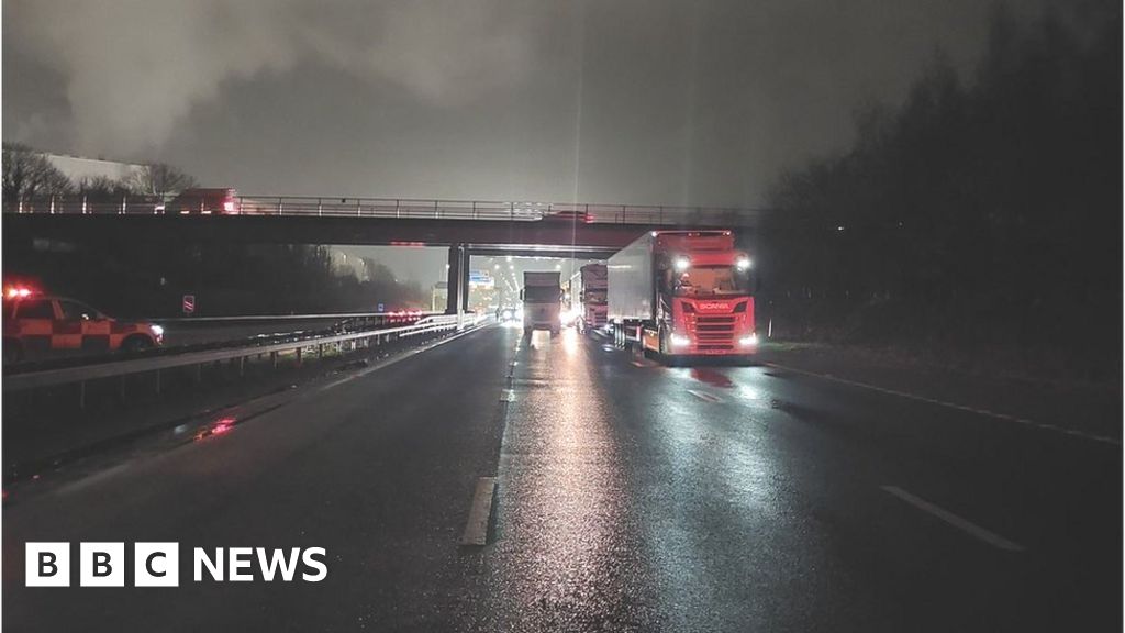 A1 M delays after rush hour crash closes motorway BBC News