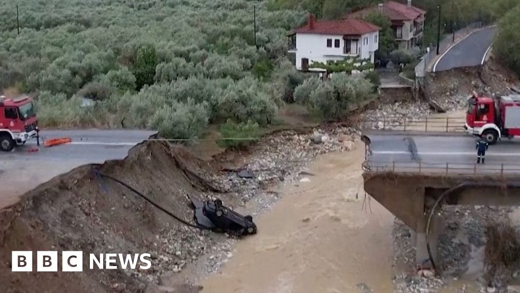 Greek floods Drone footage shows scale of destruction BBC News