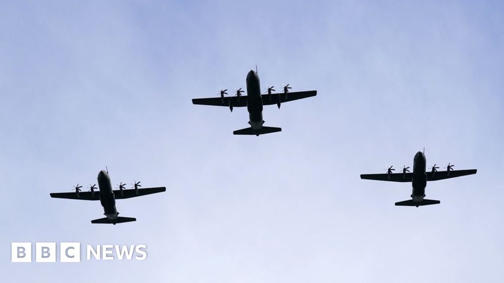 Three RAF Hercules perform UK flypast to mark retirement 