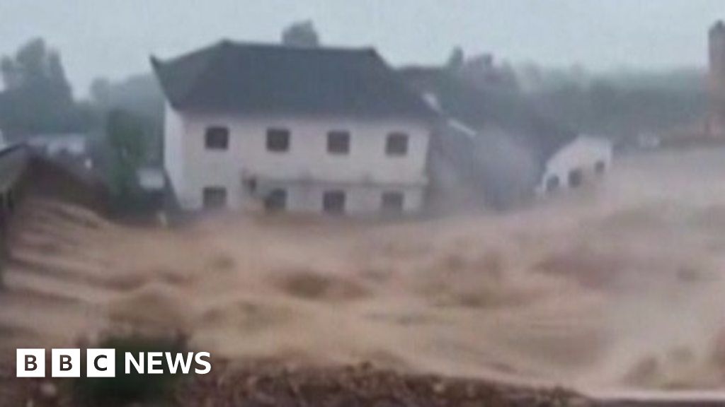 Typhoon Lekima: Buildings collapse in China flooding devastation
