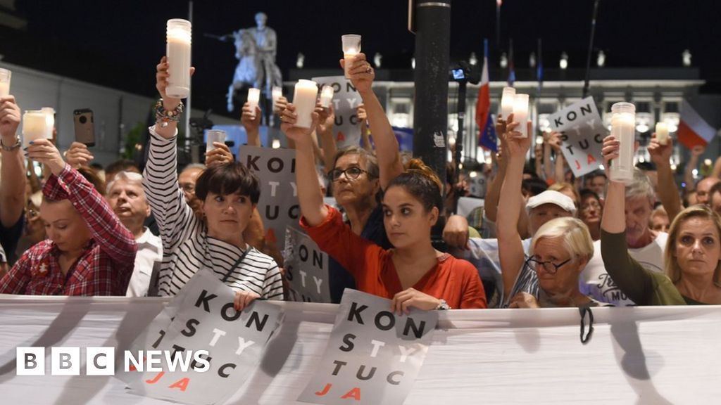 Poland protests Thousands rally against court changes BBC News