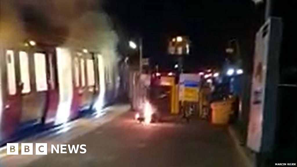 Parsons Green station after a scooter caught fire