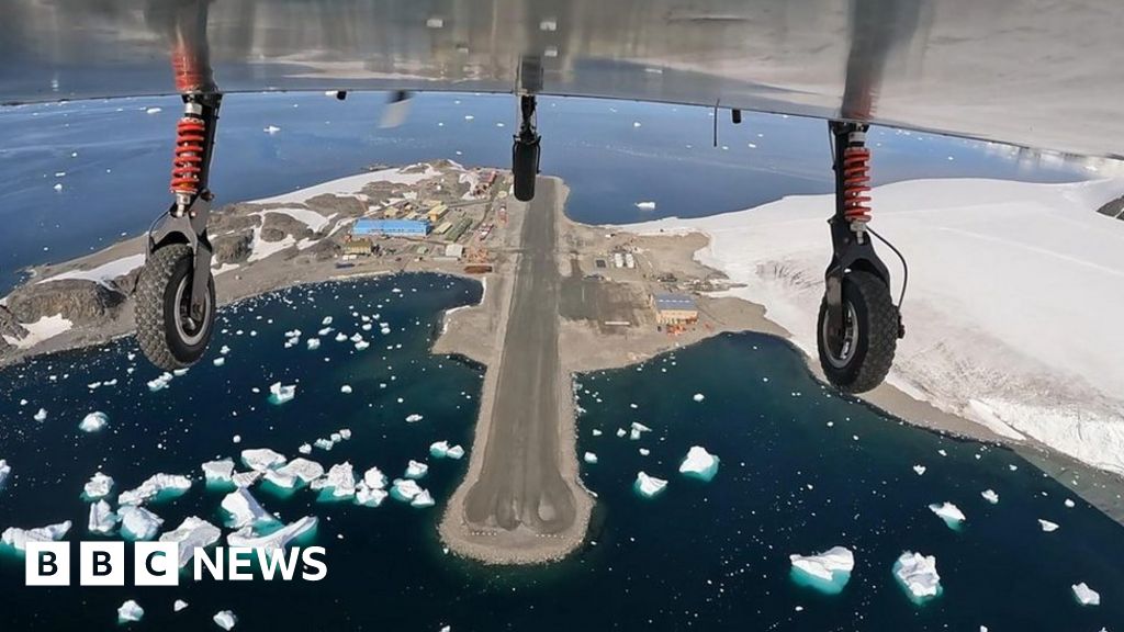 Moment giant Antarctica drone takes off