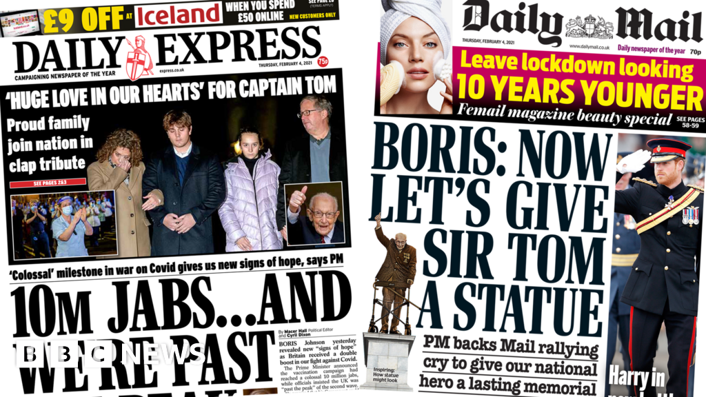 Newspaper Headlines We Re Past The Peak And Applause For Capt Tom Bbc News