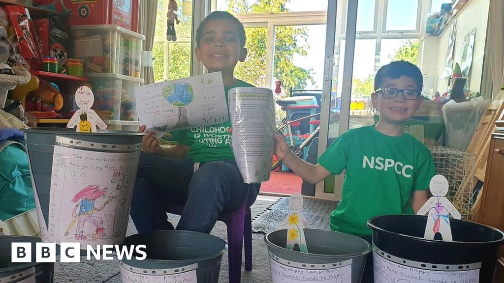 Solihull boys bring buckets of cash joy in NSPCC appeal - BBC News