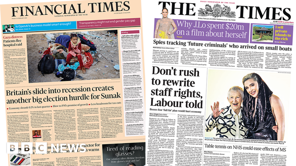 The Papers: 'Britain's recession slide' and caution on staff rights