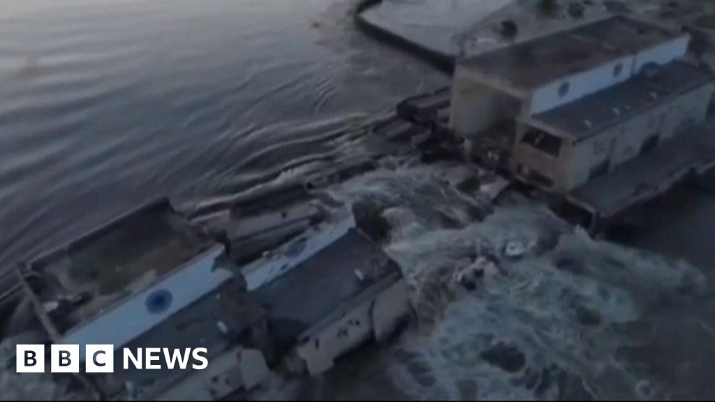 Watch: Water gushes through damaged Ukraine dam