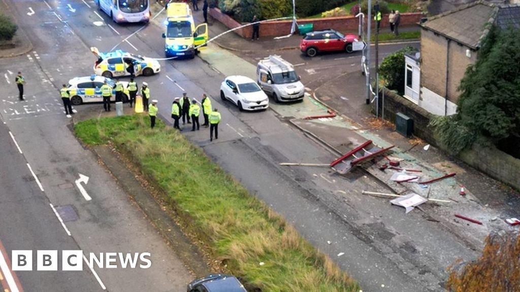 Stanningley Road crash: Man killed and two injured after car hits bus stop