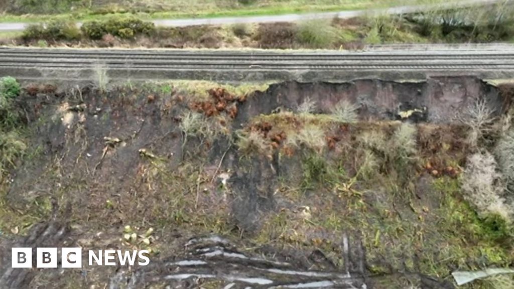 Drone footage reveals scale of Oakengates rail line landslide