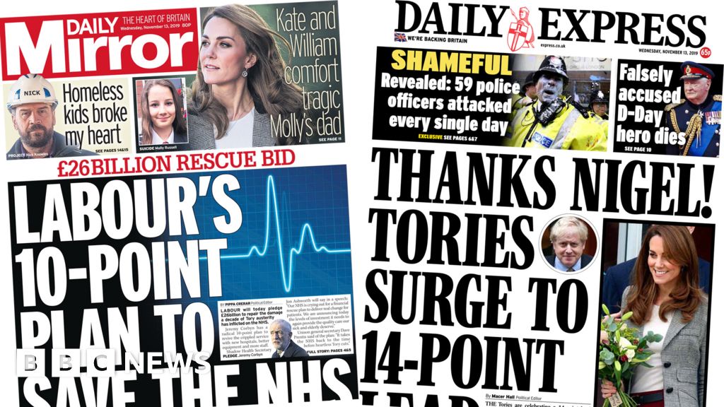 Newspaper Headlines Labour S Nhs Rescue Plan And Tories Poll Surge