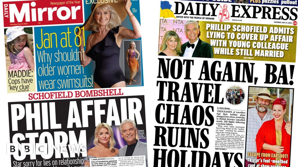 Newspaper headlines: ‘Phil affair storm’ and ‘travel chaos ruins holidays’