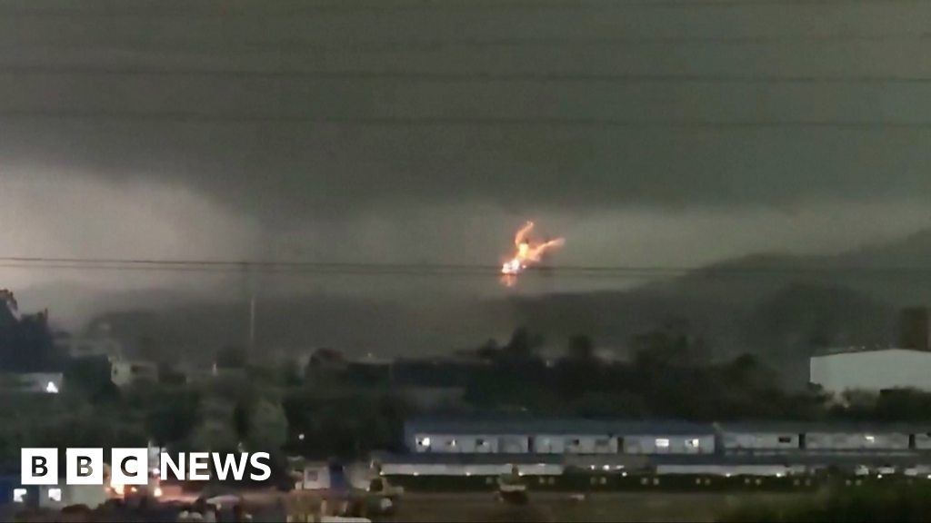Watch: Moment tornado hits power lines in China