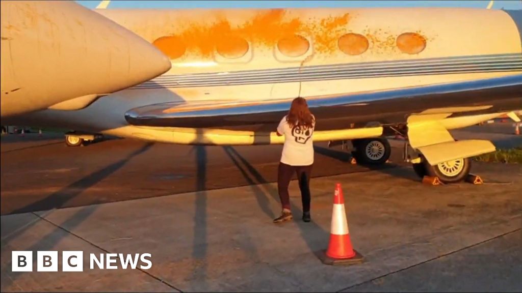 Pair arrested at Stansted Airport after aircraft sprayed with paint