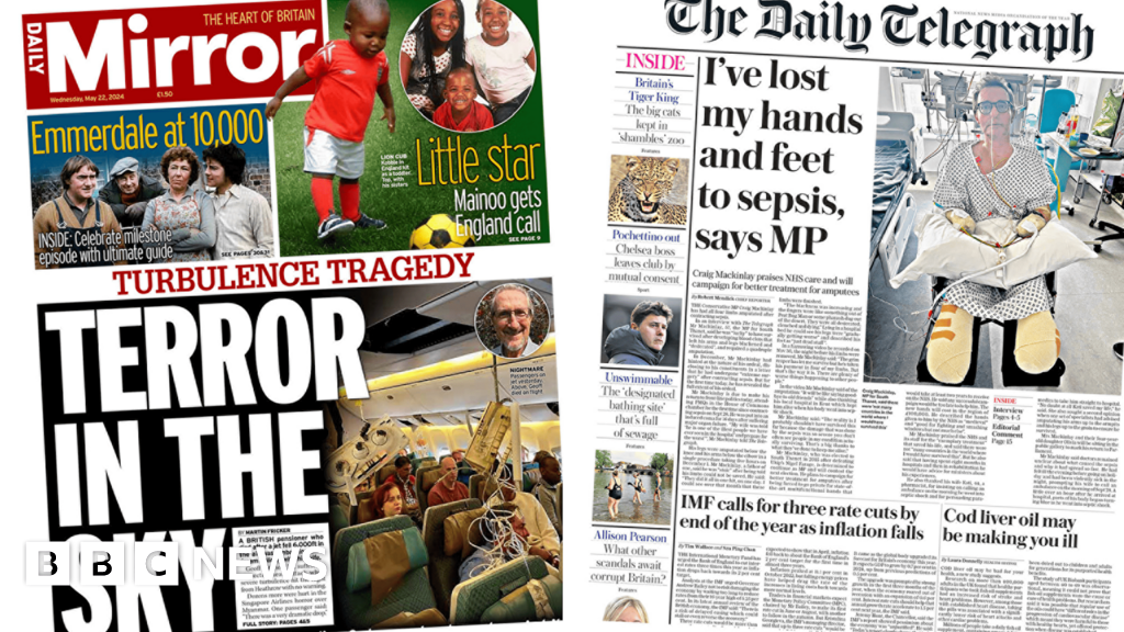The Papers:  'Terror in the sky' and 'I've lost my hands and feet to sepsis'