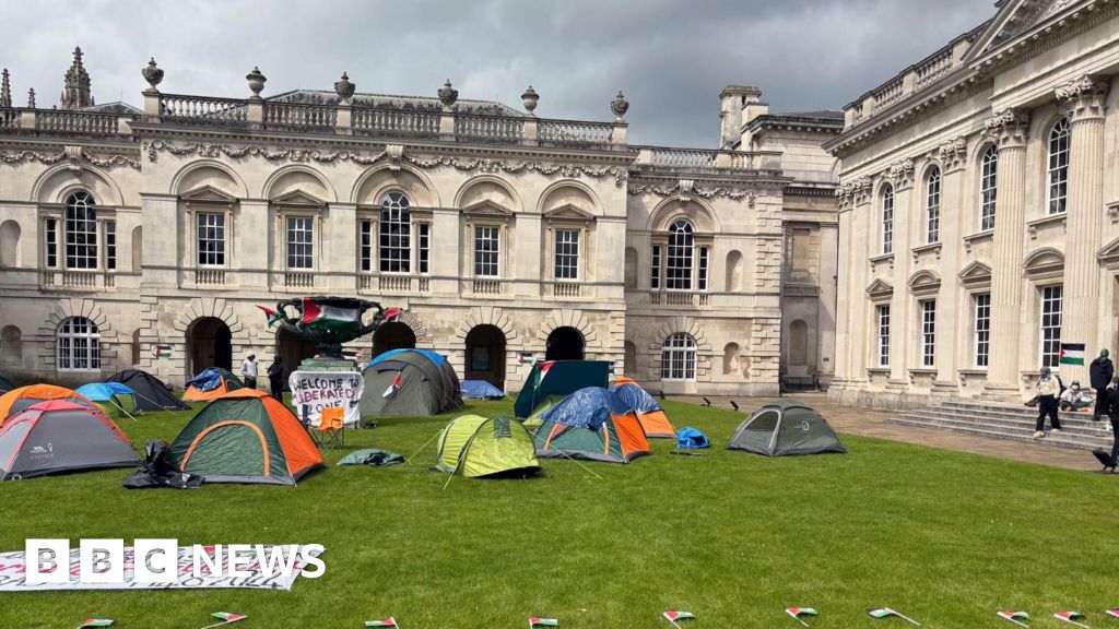 Senate House with tents outside the building