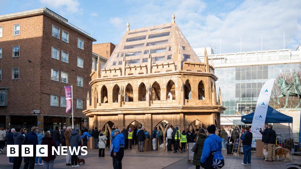 Cardboard cathedral destroyed to mark 85th anniversary of Coventry blitz