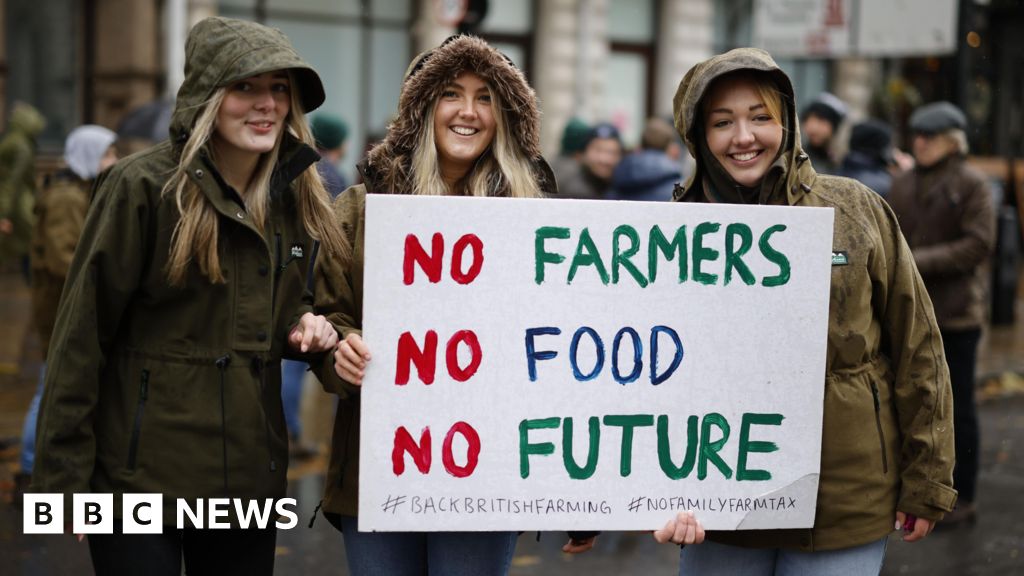 Farmers march in inheritance tax protest in London - BBC News