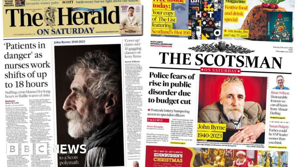 Scotland's papers: NHS 'staffing crisis' and John Byrne tributes