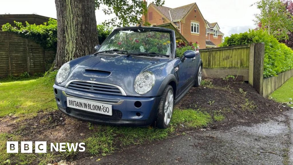 Filby Mini filled with flowers for 60th Britain in Bloom - BBC News