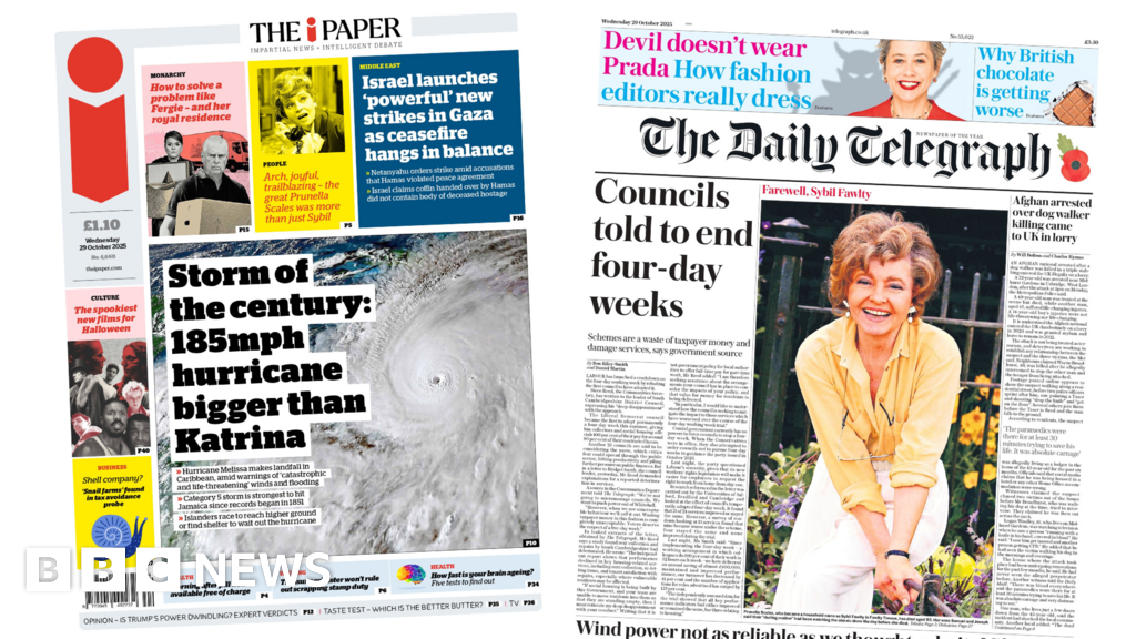 The Papers: 'Storm of the century' and 'Farewell, Sybil'