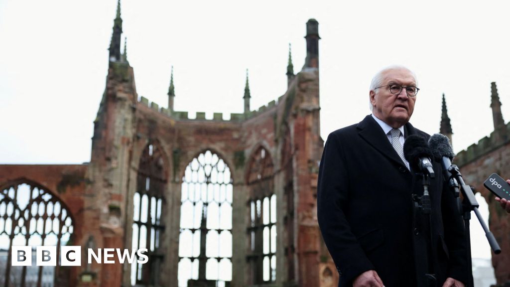 German president lays wreath at Coventry Cathedral ruins